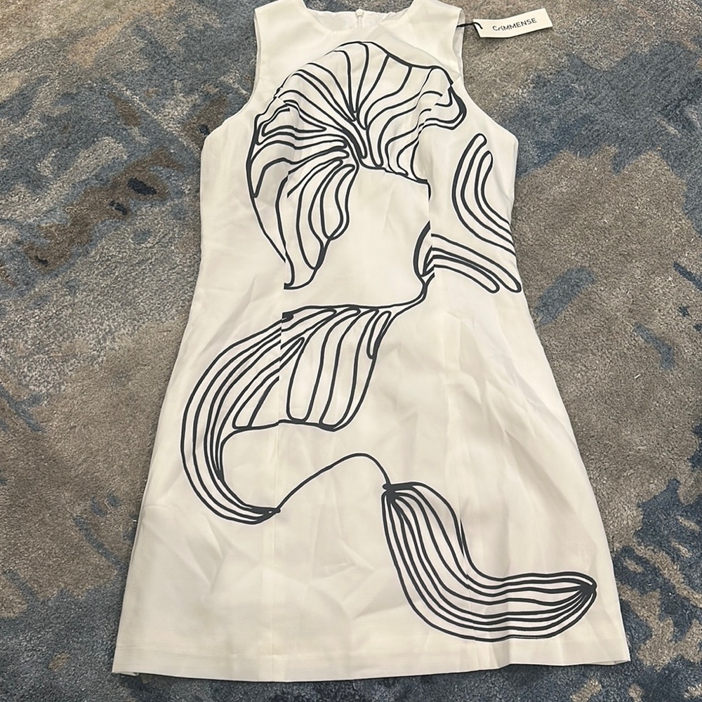 Cnmmense White and Black Patterned Mini Dress